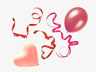 粉色温馨爱心气球丝带免抠