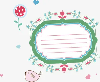 春天手绘图案标注框免抠