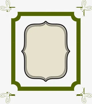 矢量花纹边框绿色方形免抠