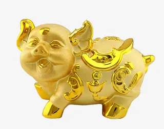 年新年恭喜发财金猪报喜元素免抠
