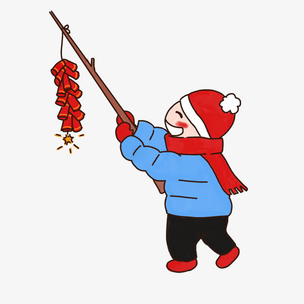 春节放鞭炮的小孩免抠
