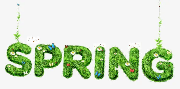 春天spring字体设计免抠