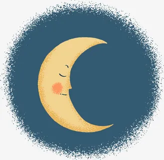 黄色磨砂卡通月亮免抠