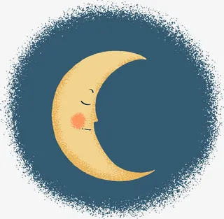 黄色磨砂卡通月亮免抠