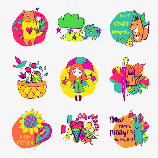 秋天卡通元素免抠