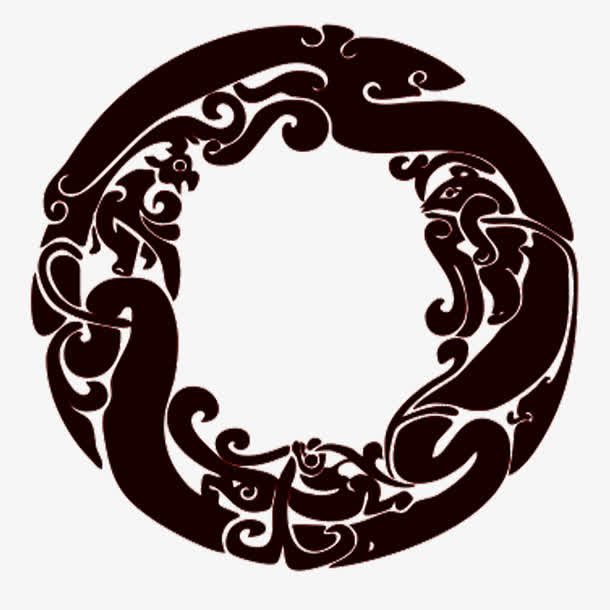 深色圆形边框国风免抠