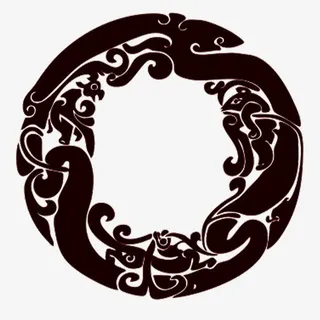 深色圆形边框国风免抠