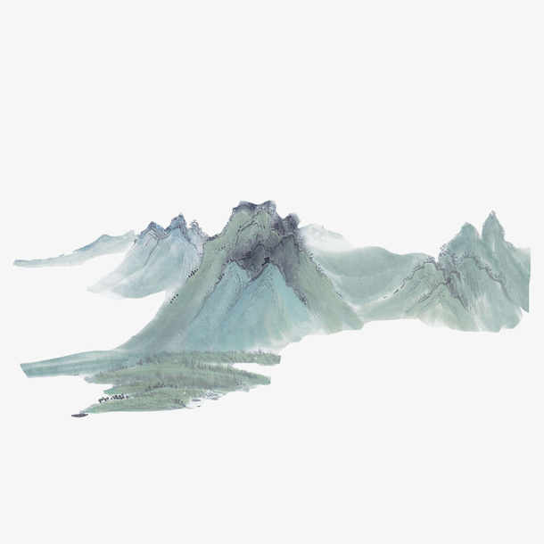 中国风水墨丹青山峰免抠