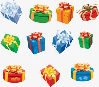 多彩礼物盒礼物合集矢量素材免抠