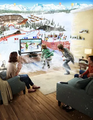 雪地滑雪家庭影院免抠