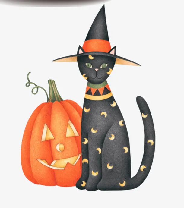 万圣节猫咪蓝瓜灯免抠