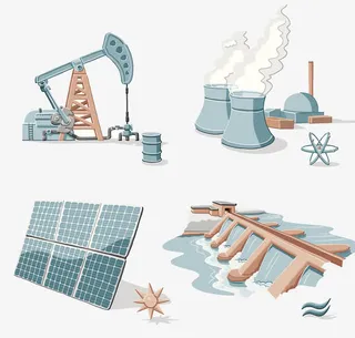 城市建设能源插画免抠