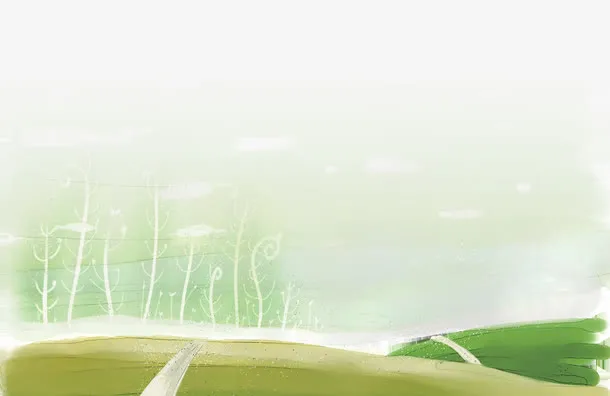 风景山坡小路简笔画免抠