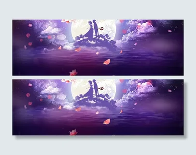 浪漫七夕紫色电商海报背景高清