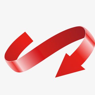 卡通时尚红色弯曲箭头装饰PPT免抠