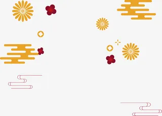 黄色中国风线条云朵免抠