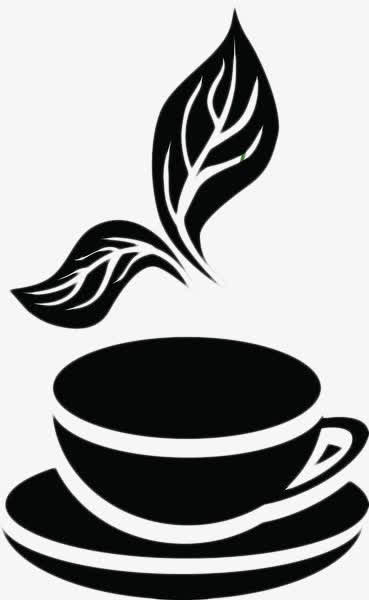 手绘黑色茶叶茶杯免抠