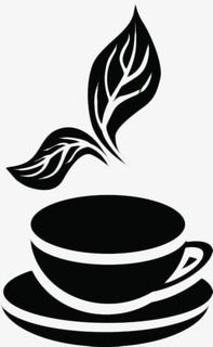 手绘黑色茶叶茶杯免抠