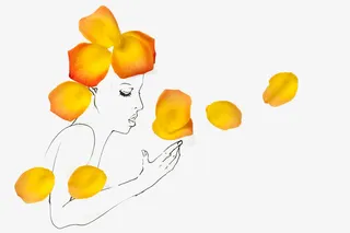 黄色玫瑰花瓣创意手绘免抠