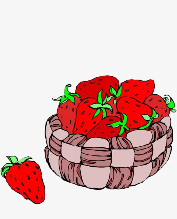 手绘卡通草莓插画免抠