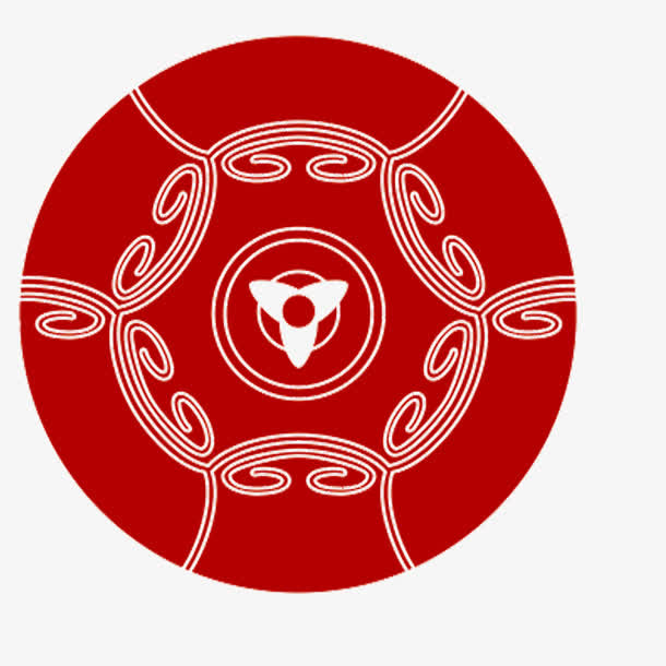 深红圆花纹免抠