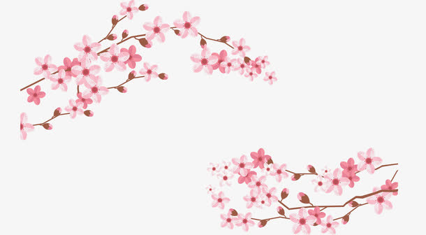粉红日本樱花边框免抠