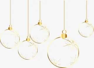 圣诞节金色吊环装饰免抠