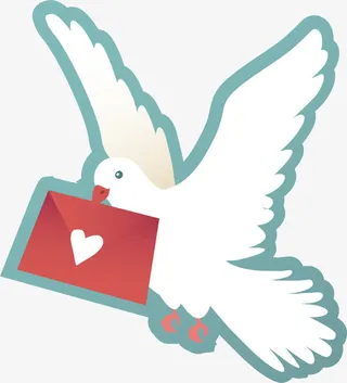 白色情人节情书信鸽免抠