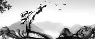 水墨风水墨人物英雄背景海报高清