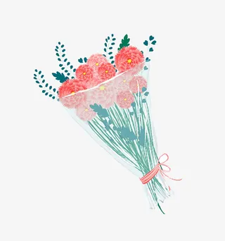 教师节一束鲜花文艺免抠