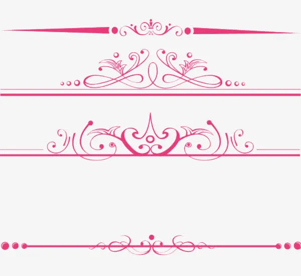 玫红色花纹边框免抠
