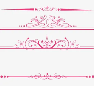 玫红色花纹边框免抠