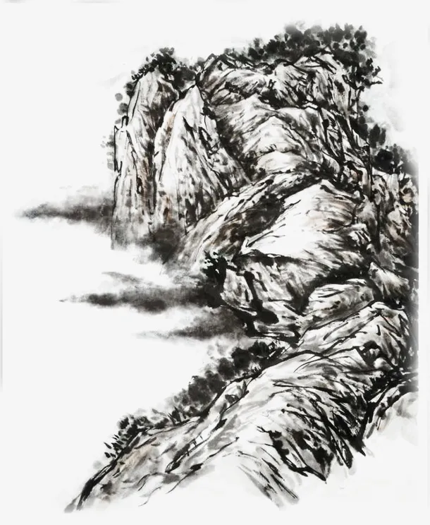 山水画海报素材元素免抠