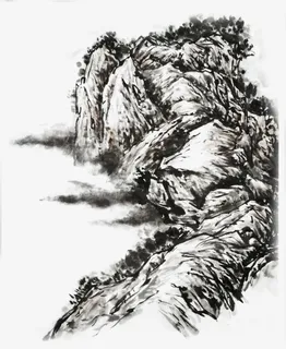 山水画海报素材元素免抠