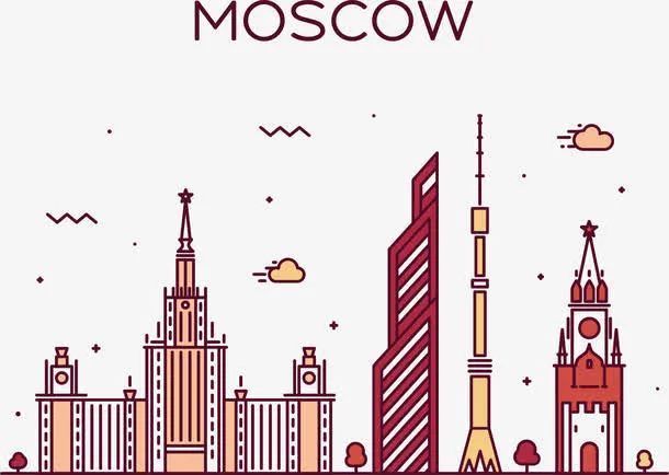 莫斯科街景矢量图免抠