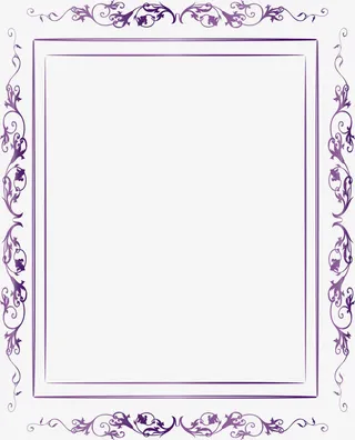 渐变紫色欧式花藤边框免抠