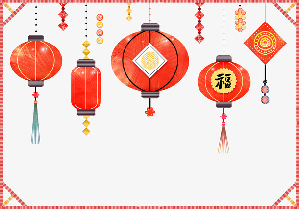 中国风红灯笼边框免抠图免抠