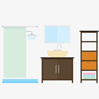 扁平化浴室家居元素免抠