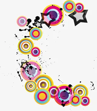 多彩圆形装饰图案免抠