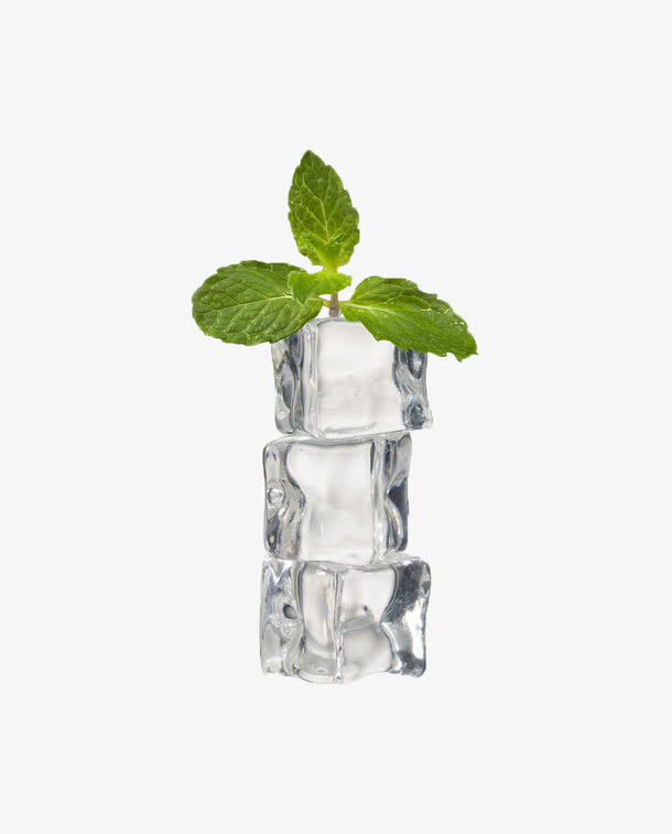冰块与薄荷叶免抠