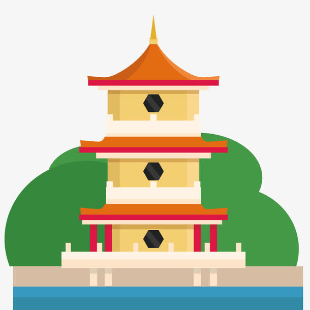 矢量寺庙塔免抠
