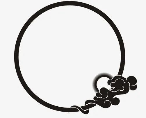 手绘黑色祥云标签免抠