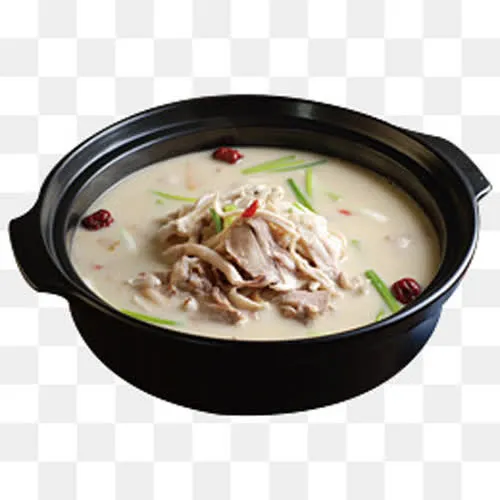 大黑瓷盆乳白色鲜美羊肉汤免抠