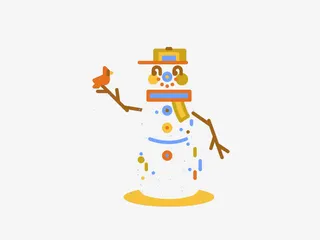 扁平化卡通雪人免抠