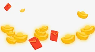 新年装饰手绘金元宝红包素材免抠