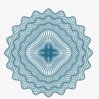 蓝色防伪团花免抠