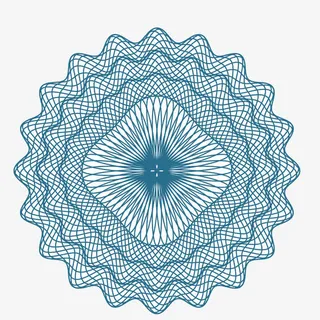 蓝色防伪团花免抠