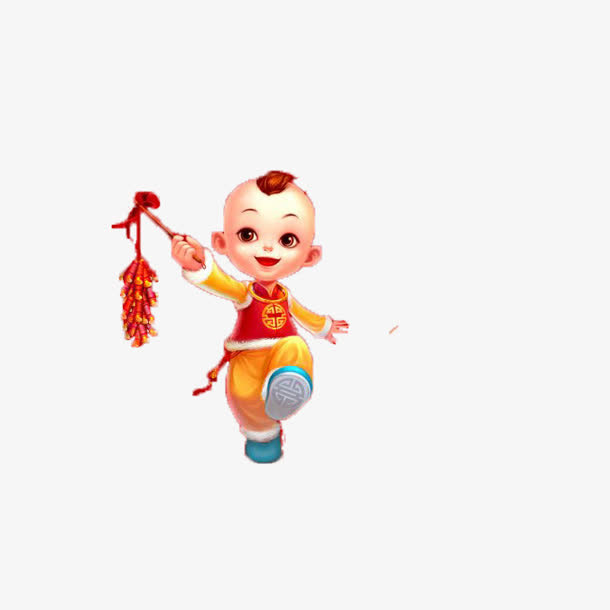 小孩子鞭炮新年免抠