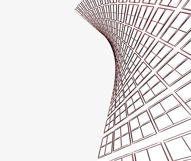 手绘玻璃墙建筑免抠