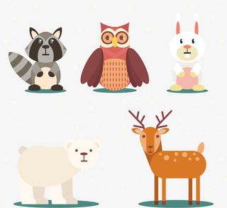 五个可爱冬季动物免抠